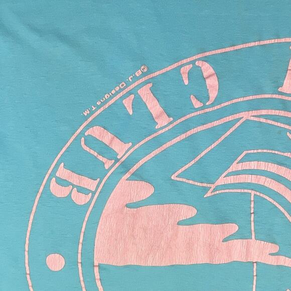 Vintage 80s Florida Beach Club Shirt Dress One Size Aqua Blue Cover‎ Up USA Made - Picture 6 of 10